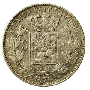 Belgia, Leopold II, 5 franków 1870 (156)