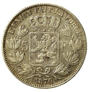 Belgium, Leopold II, 5 francs 1870 (156)