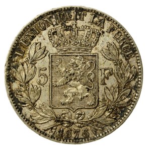 Belgia, Leopold II, 5 franków 1876 (157)