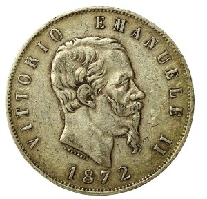 Italy, Victor Emmanuel II, 5 lira 1872, Milano (162)
