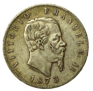Italy, Victor Emmanuel II, 5 lire 1873, Milano (163)