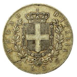 Włochy, Wiktor Emanuel II, 5 lirów 1873, Milano (163)