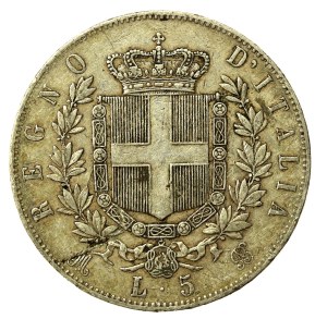Italy, Victor Emmanuel II, 5 lire 1873, Milano (163)