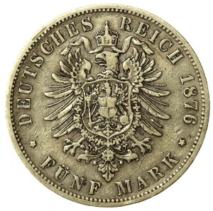 Germany, Prussia, Wilhelm, 5 marks 1876, Hannover (166)