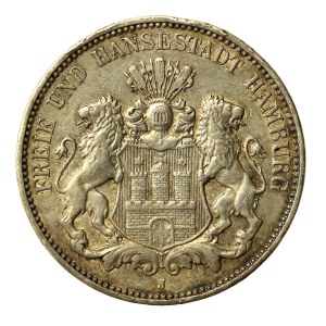 Niemcy, Hamburg, 3 marki 1909 (168)