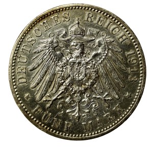Germany, Prussia, Wilhelm II, 5 marks 1913 (173)