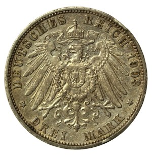 Germany, Baden, Friedrich II, 3 marks 1909 (174)