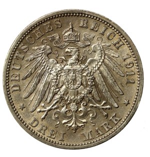 Germany, Baden, Friedrich II, 3 marks 1911 (175)