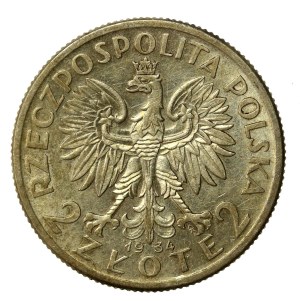 II RP, 2 gold 1934 Head of a Woman (980)