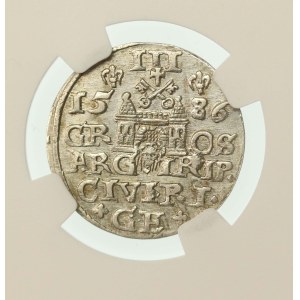 Stefan Batory, trojak 1586, Ryga. Mała głowa (991)