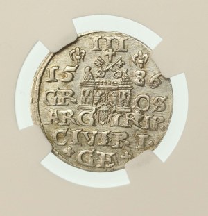 Stefan Batory, trojak 1586, Riga. Small head (991)