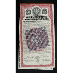 6% Pożyczka Dolarowa 1920, skonwertowana na 4,5%, obligacja 500 dolarów (998)