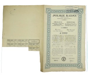 Polskie Radio S.A., 8% pożyczka inwestycyjna, obligacja 1.000 funtów. Rzadkość (999)