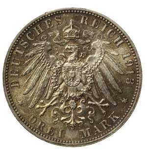 Germany, Saxony, 3 marks 1913, 100th anniversary of the Battle of Leipzig (787)