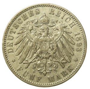 Germany, Saxony, Albert Koenig Von Sachsen, 5 marks 1893 (793)