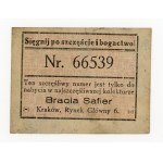 Advertisement voucher of Safier Brothers collector, Krakow (1112)