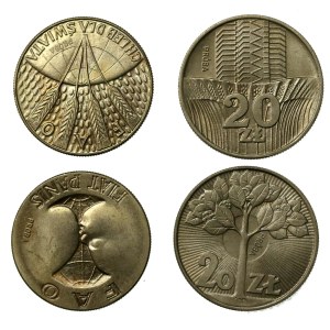 PRL, zestaw 10 i 20 złotych 1971-1973, Próba. Razem 4 szt. (801)