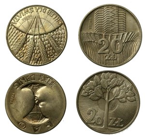 PRL, zestaw 10 i 20 złotych 1971-1973, Próba. Razem 4 szt. (801)
