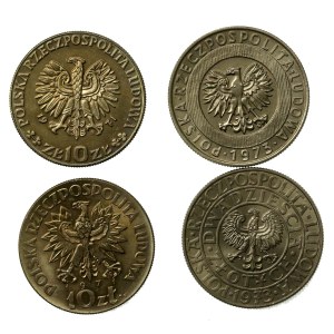 PRL, zestaw 10 i 20 złotych 1971-1973, Próba. Razem 4 szt. (801)