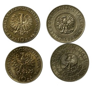 PRL, zestaw 10 i 20 złotych 1971-1973, Próba. Razem 4 szt. (801)
