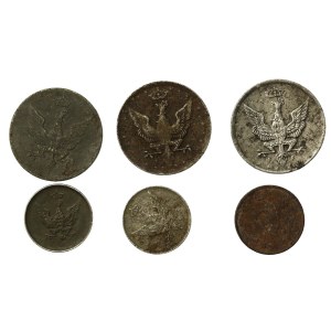 Królestwo Polskie, 1 i 10 fenigów 1917-1918. Razem 6 szt. (805)
