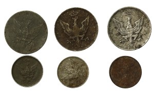 Królestwo Polskie, 1 i 10 fenigów 1917-1918. Razem 6 szt. (805)
