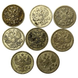 Rosja, Aleksander II, zestaw 15 kopiejek 1861-1871. Razem 8 szt. (810)