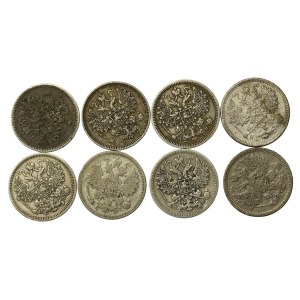 Rosja, Aleksander II, zestaw 15 kopiejek 1861-1871. Razem 8 szt. (812)