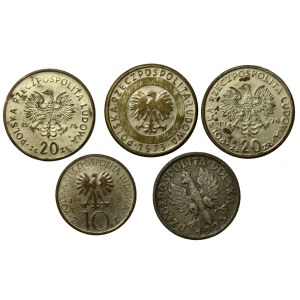 II RP/PRL, zestaw monet fałszywych z epoki. Razem 5 szt. (815)