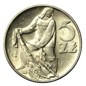 PRL, 5 złotych 1974 Rybak (819)