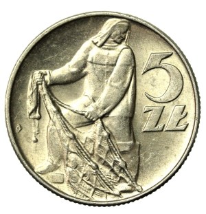 People's Republic of Poland, 5 gold 1974 Fisherman (819)