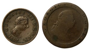 Great Britain, set of two copper coins dated 1797 and 1807 (820)(820)