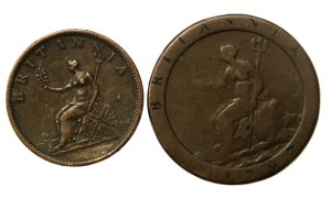 Great Britain, set of two copper coins dated 1797 and 1807 (820)(820)
