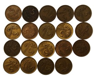 People's Republic of Poland, set of 5 pennies 1949. total 19 pcs. (822)