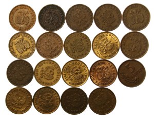 People's Republic of Poland, set of 5 pennies 1949. total 19 pcs. (822)
