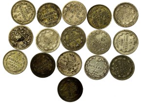 Russia, set of 5 kopecks 1823-1914. total 16 pieces. (828)