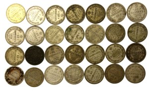 Russia, set of 20 kopecks 1870-1891. total 28 pieces. (830)