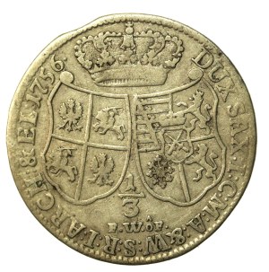 August III, 1/3 thaler 1756 FWÔF, Dresden. Rare denomination (259)