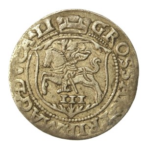 Sigismund II Augustus, Trojak 1563, Vilnius, striped monogram (266)