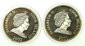 Cook Islands, $1 set 2001-2002, Mundial. 2 pieces total. (272)