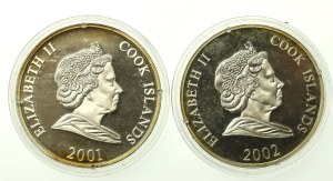Cook Islands, $1 set 2001-2002, Mundial. 2 pieces total. (276)