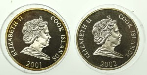 Cook Islands, $1 set 2001-2002, Mundial. 2 pieces total. (277)