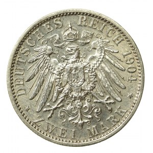 Niemcy, Meklenburgia-Szwerin, 2 marki 1904, Ślub Fryderyka Franciszka (204)
