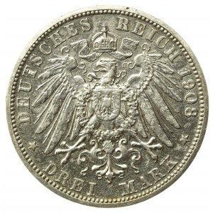 Niemcy, Saksonia-Meiningen, 3 marki 1908 (205)