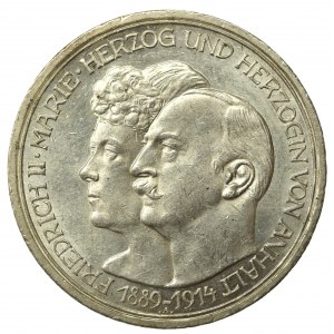 Niemcy, Anhalt, 3 marki 1914, Fryderyk II i Maria Badeńska (206)