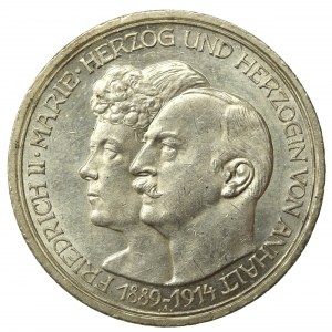 Germany, Anhalt, 3 marks 1914, Frederick II and Maria Baden (206)