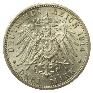 Niemcy, Anhalt, 3 marki 1914, Fryderyk II i Maria Badeńska (206)
