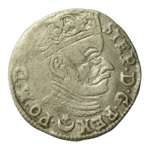 Stefan Batory, Trojak 1581, Vilnius, Leliwa coat of arms (244)