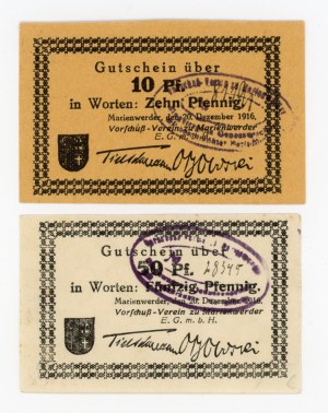 Kwidzyn/Marienwerder, Vorschus Verein, 10 and 50 fenigs, 1920. set of 2. (301)