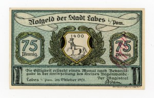 Lobez/Labes, Stadt, 75 fenig 1921 - with facsimile signature. Rare (304)